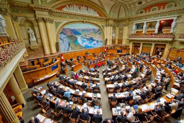 Nationalratssaal im Bundeshaus Bern